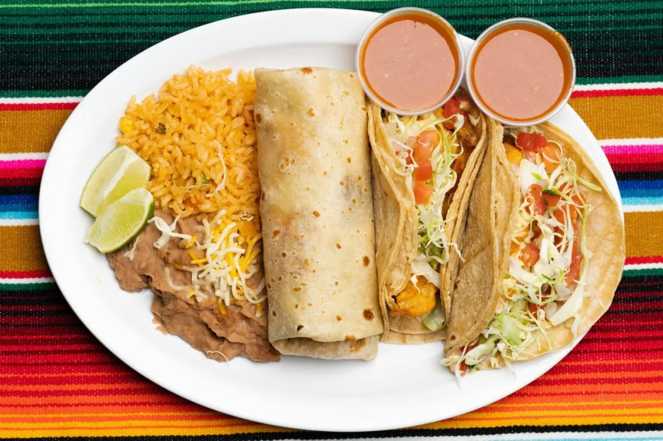 El Pueblo Mexican Food — taco, burrito, rice and beans